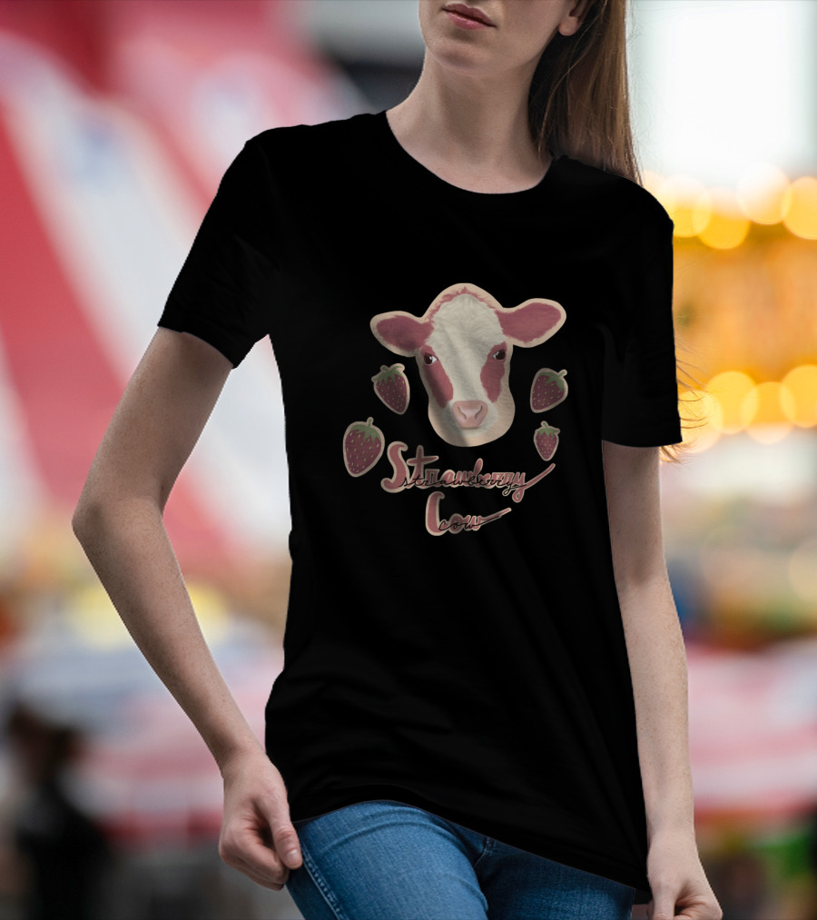 Strawberry Cow With Strawberries Farming 364 T-Shirt