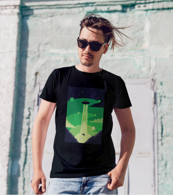Cows Ufo 416 Farming Space Abduction Scene T-Shirt
