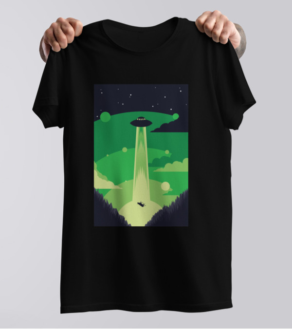 Cows Ufo 416 Farming Space Abduction Scene T-Shirt