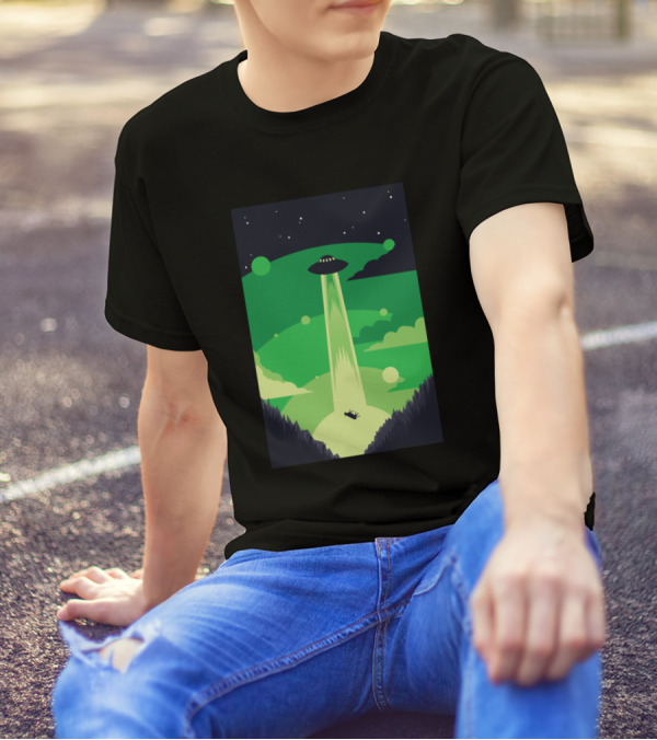 Cows Ufo 416 Farming Space Abduction Scene T-Shirt