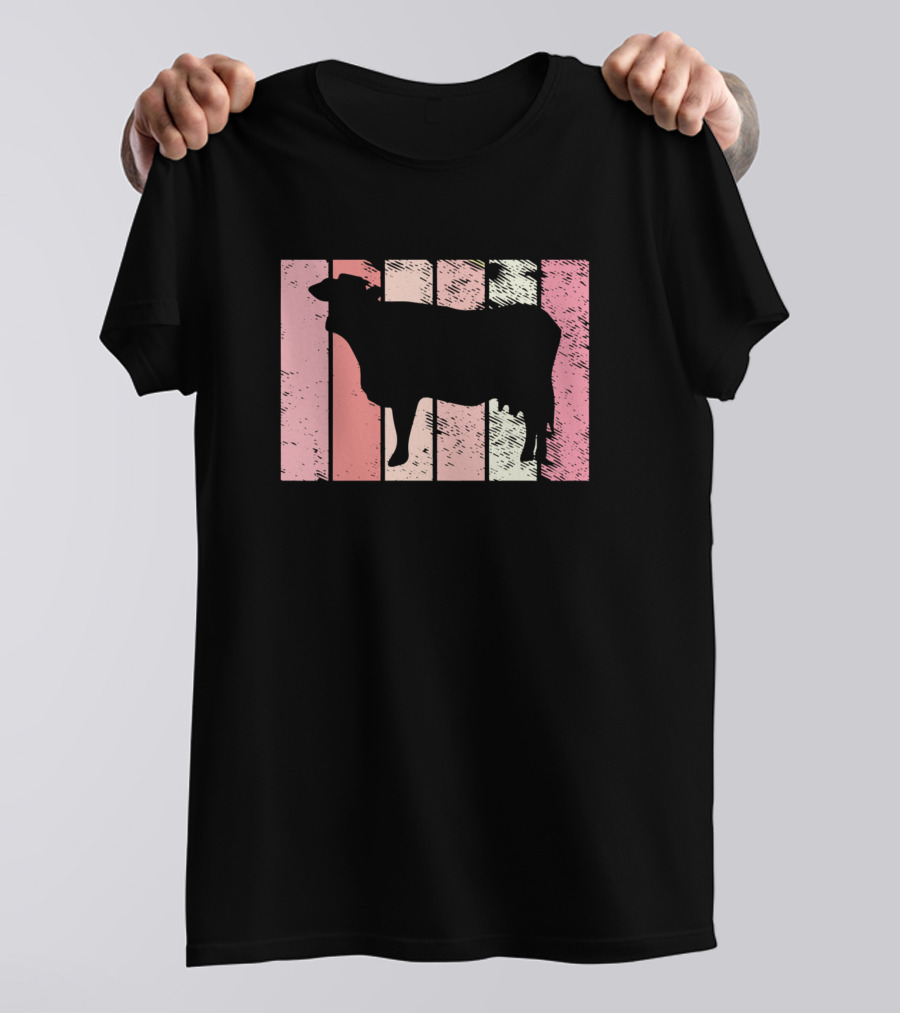 Cows Vintage Strawberry Cow Pillow Pet Retro Silhouette 440 T-Shirt