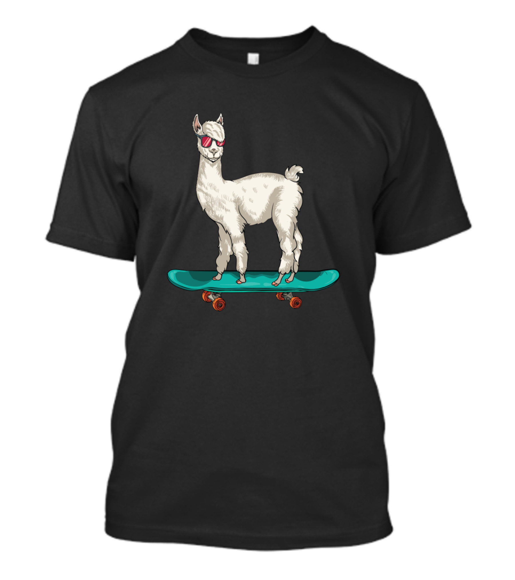 Cute Llama Skating Skater Skateboarding Alpaca Ska T-Shirt