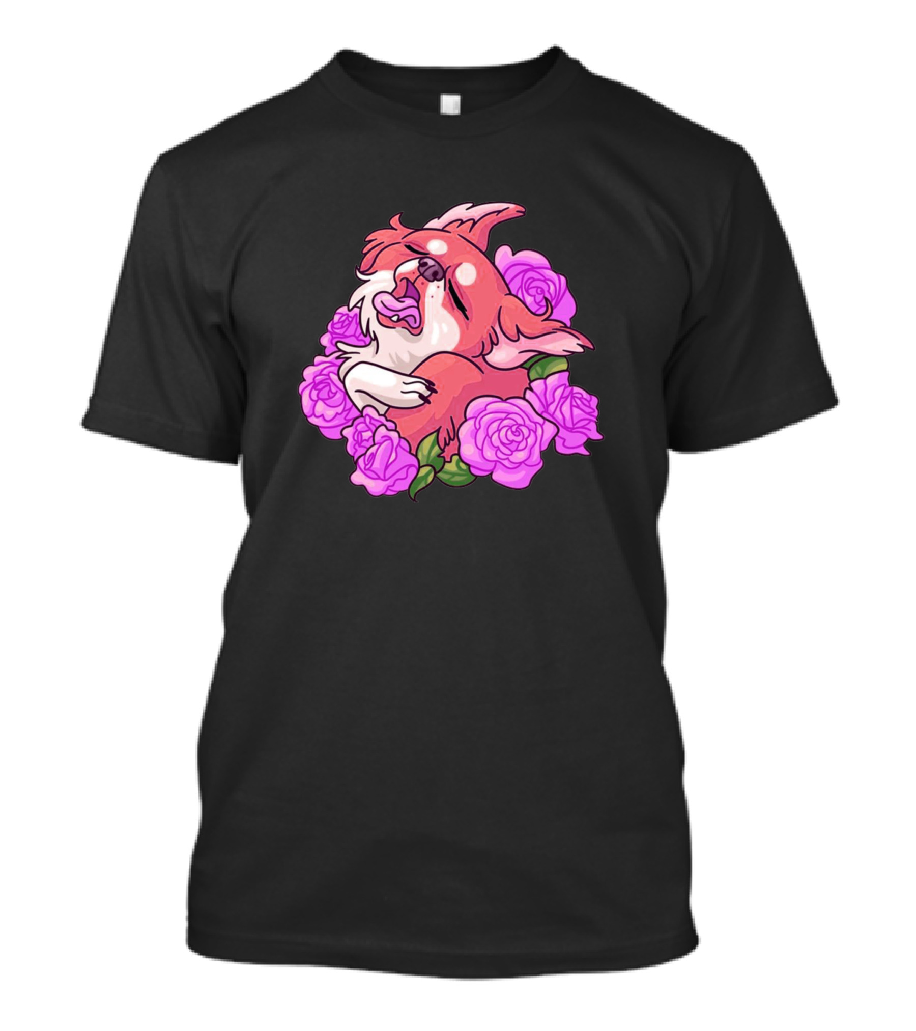 Dog Flower Pink Roses Puppy T-Shirt