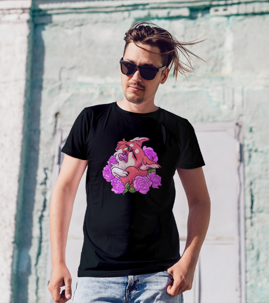 Dog Flower Pink Roses Puppy T-Shirt
