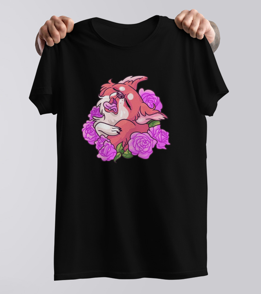 Dog Flower Pink Roses Puppy T-Shirt