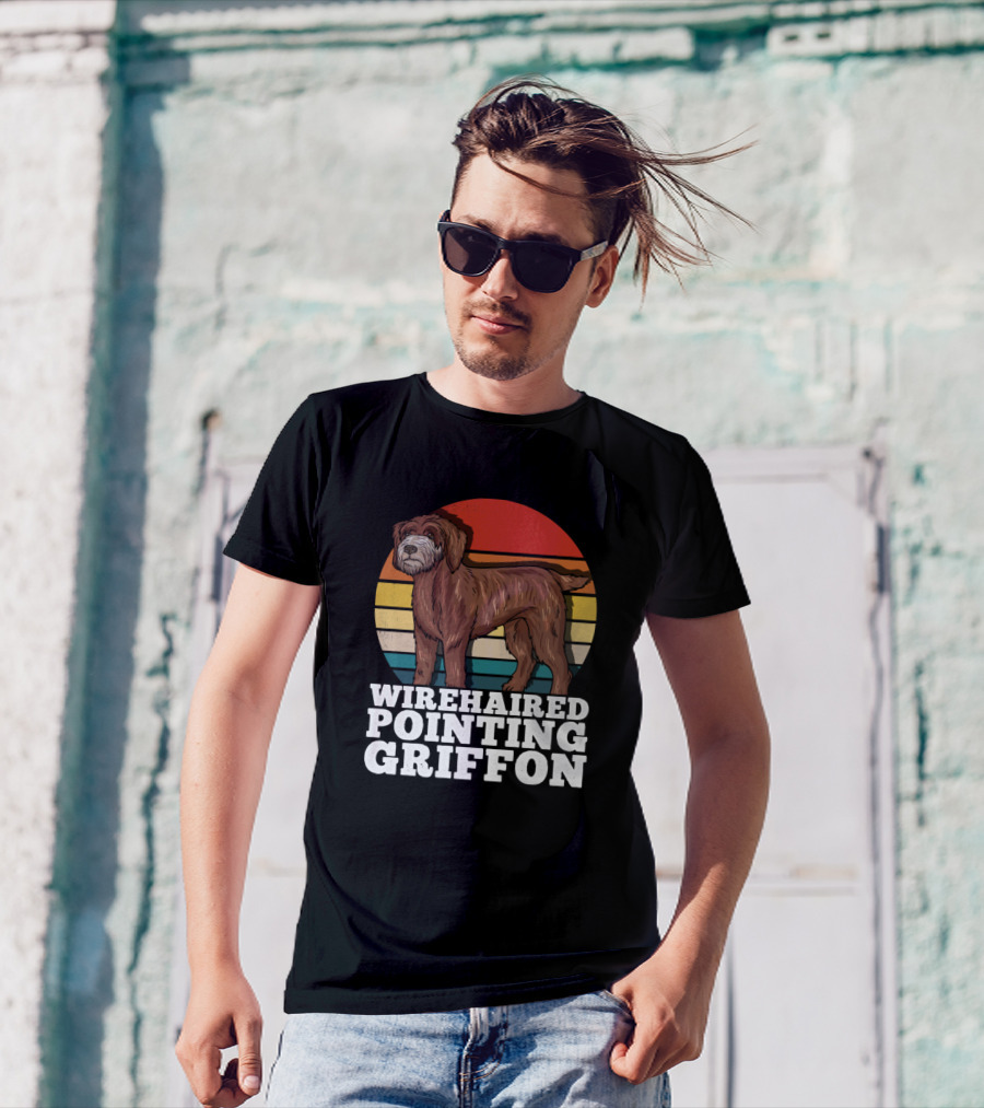 Wirehaired Pointing Griffon Retro Sunset T-Shirt
