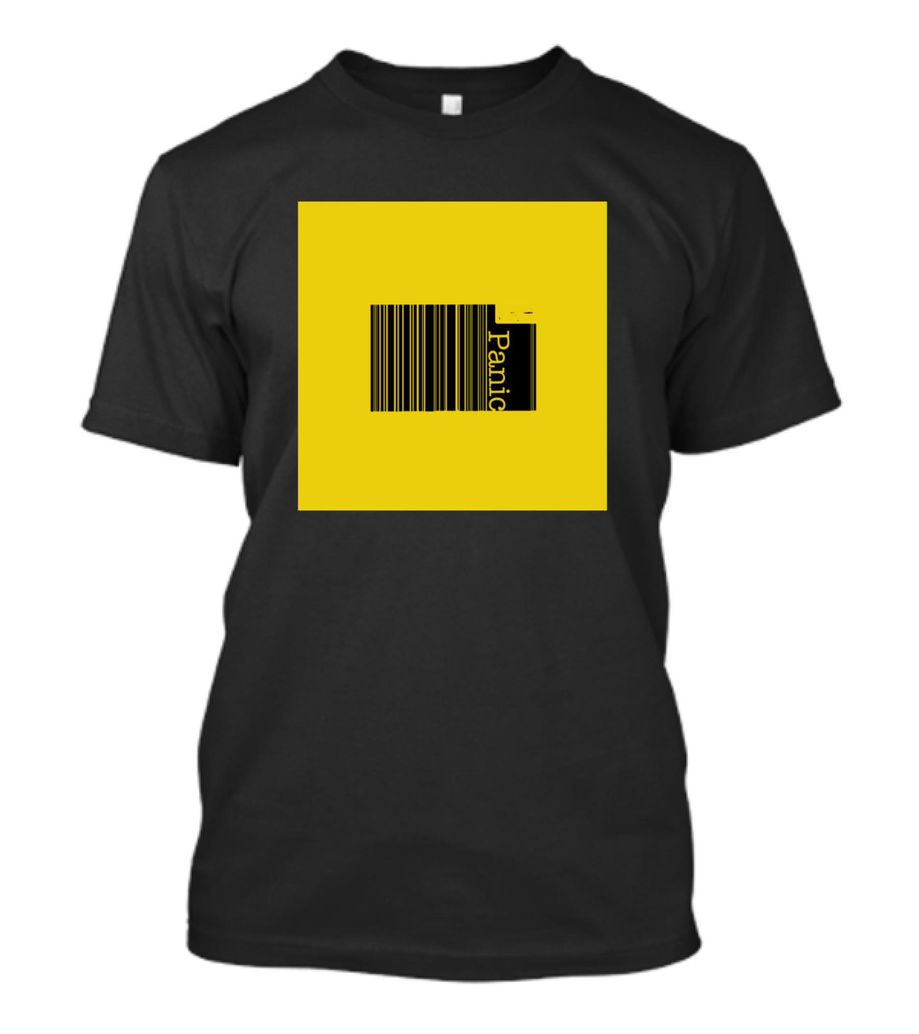 Don't Panic Barcode Yellow Square T-Shirt