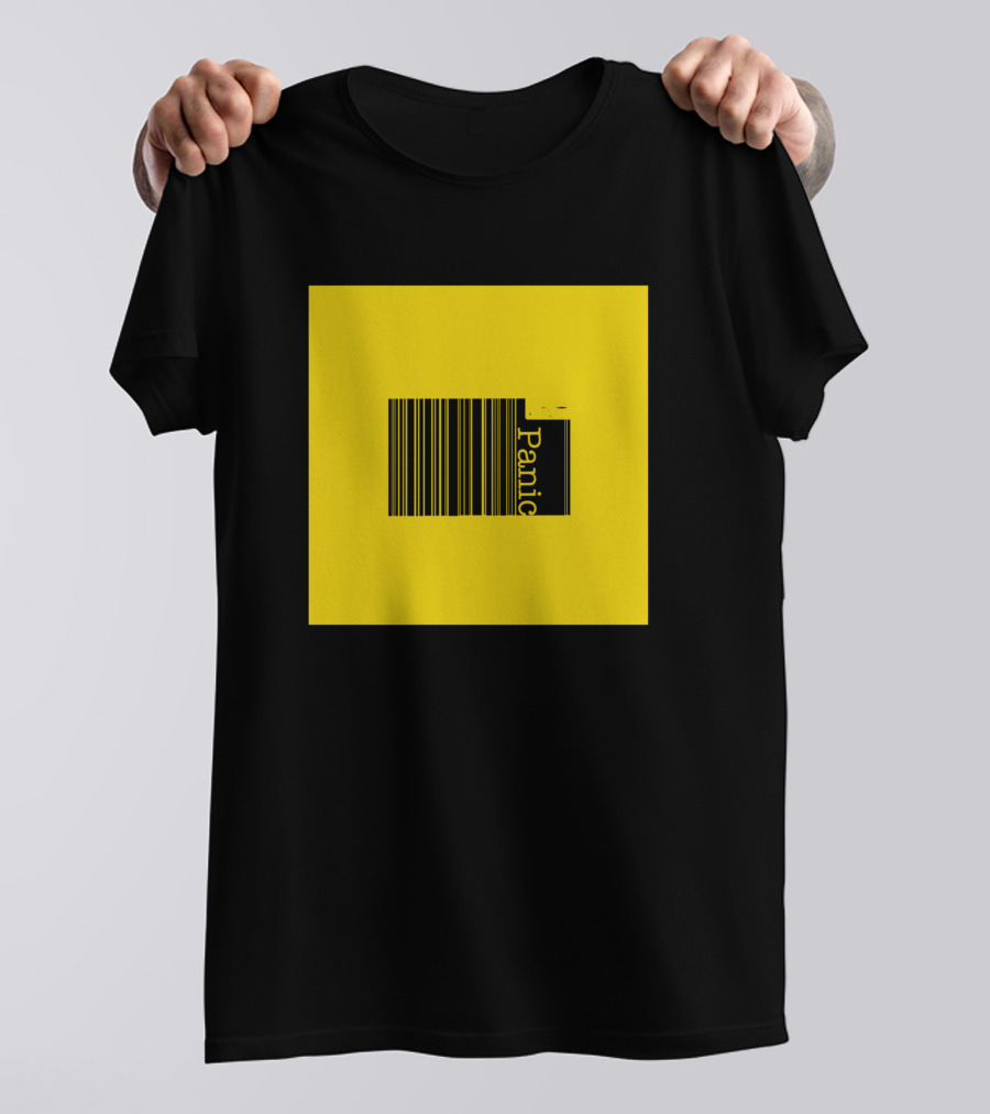 Don't Panic Barcode Yellow Square T-Shirt
