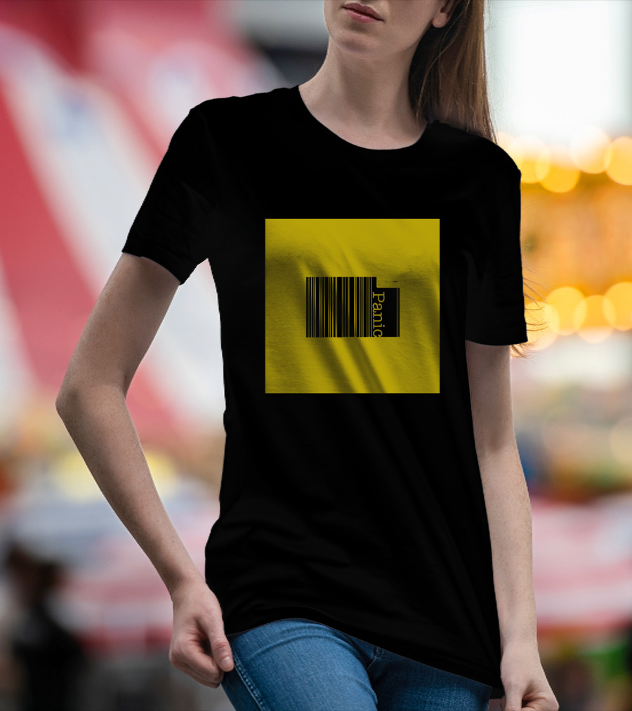 Don't Panic Barcode Yellow Square T-Shirt