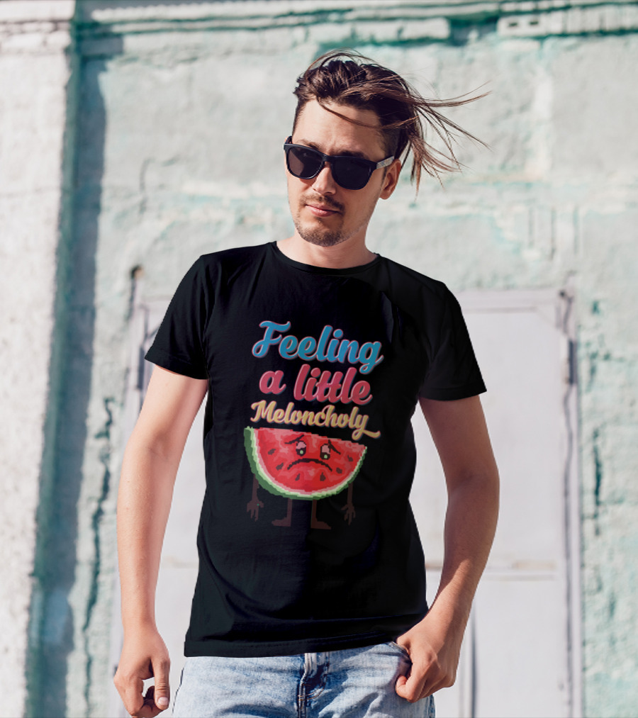 Feeling A Little Meloncholy Melon Slice Pixel T-Shirt