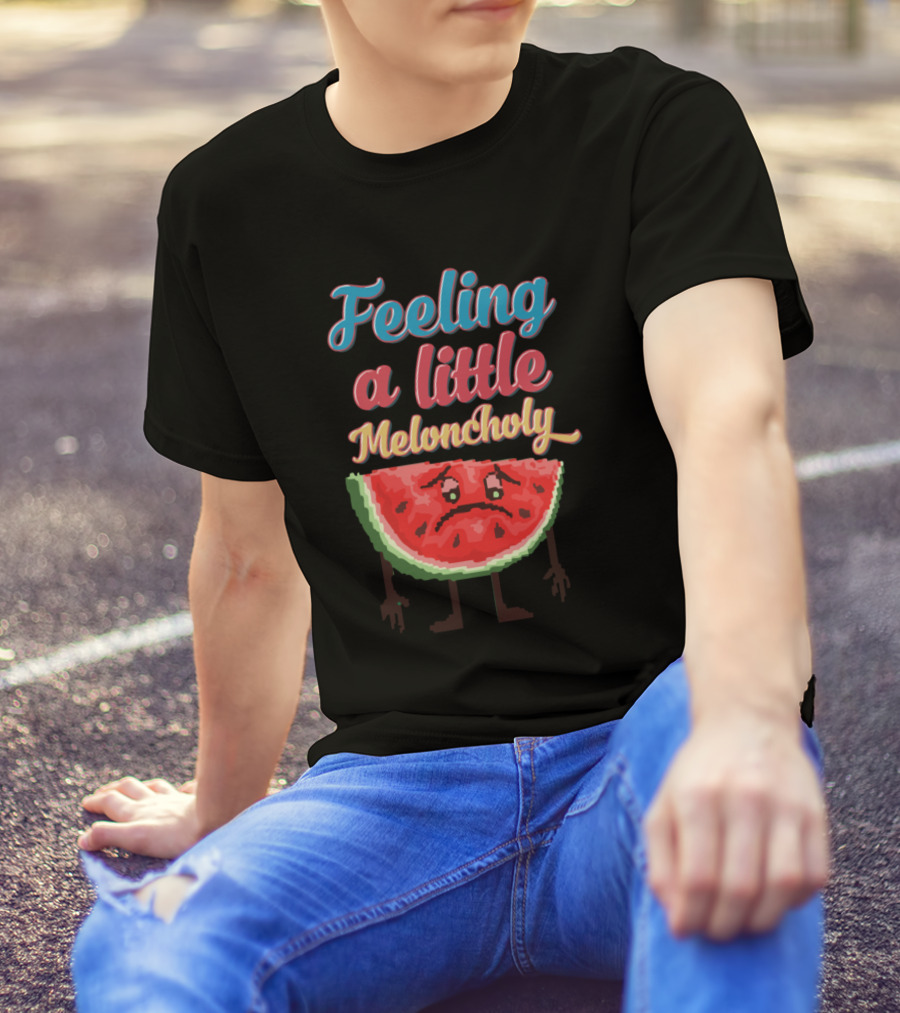 Feeling A Little Meloncholy Melon Slice Pixel T-Shirt