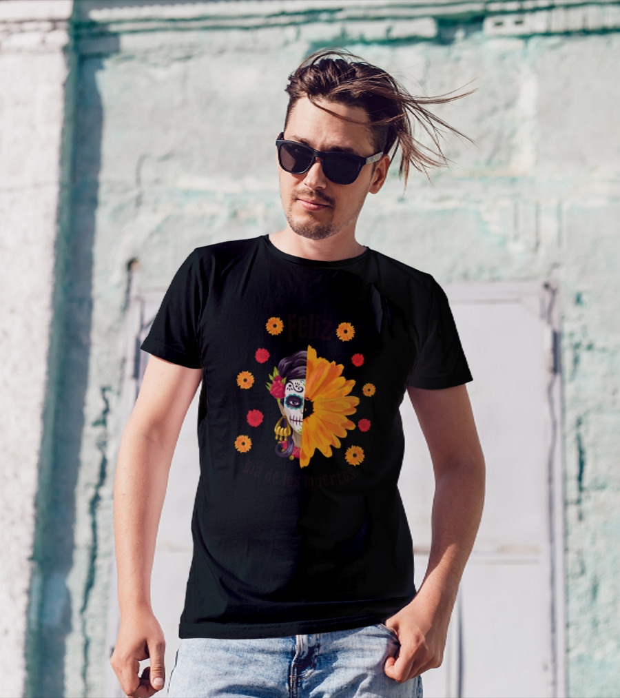 Feliz Dia De Los Muertos Calavera Flower T-Shirt