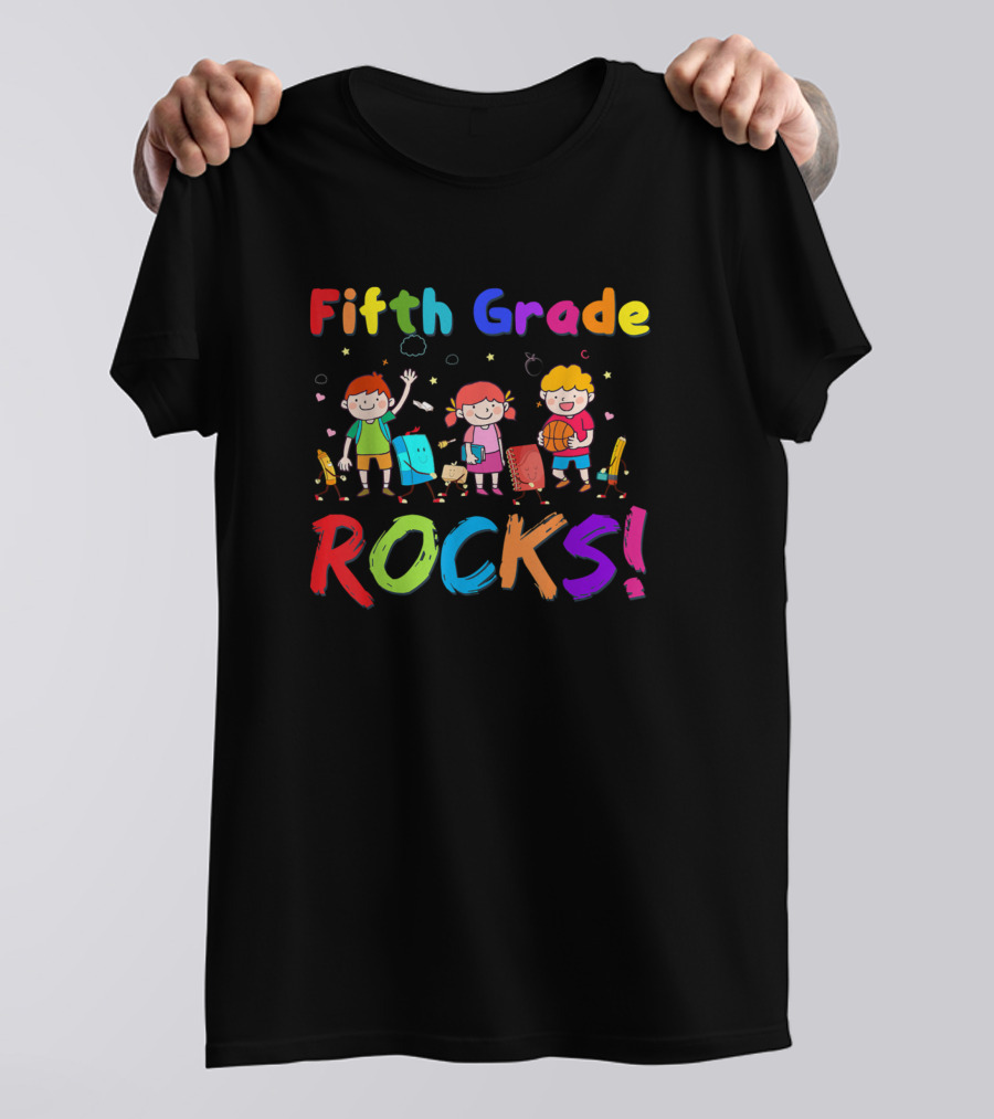 Fifth Grade Rocks Back To School Teacher Kids Colorful Fun T-Shirt