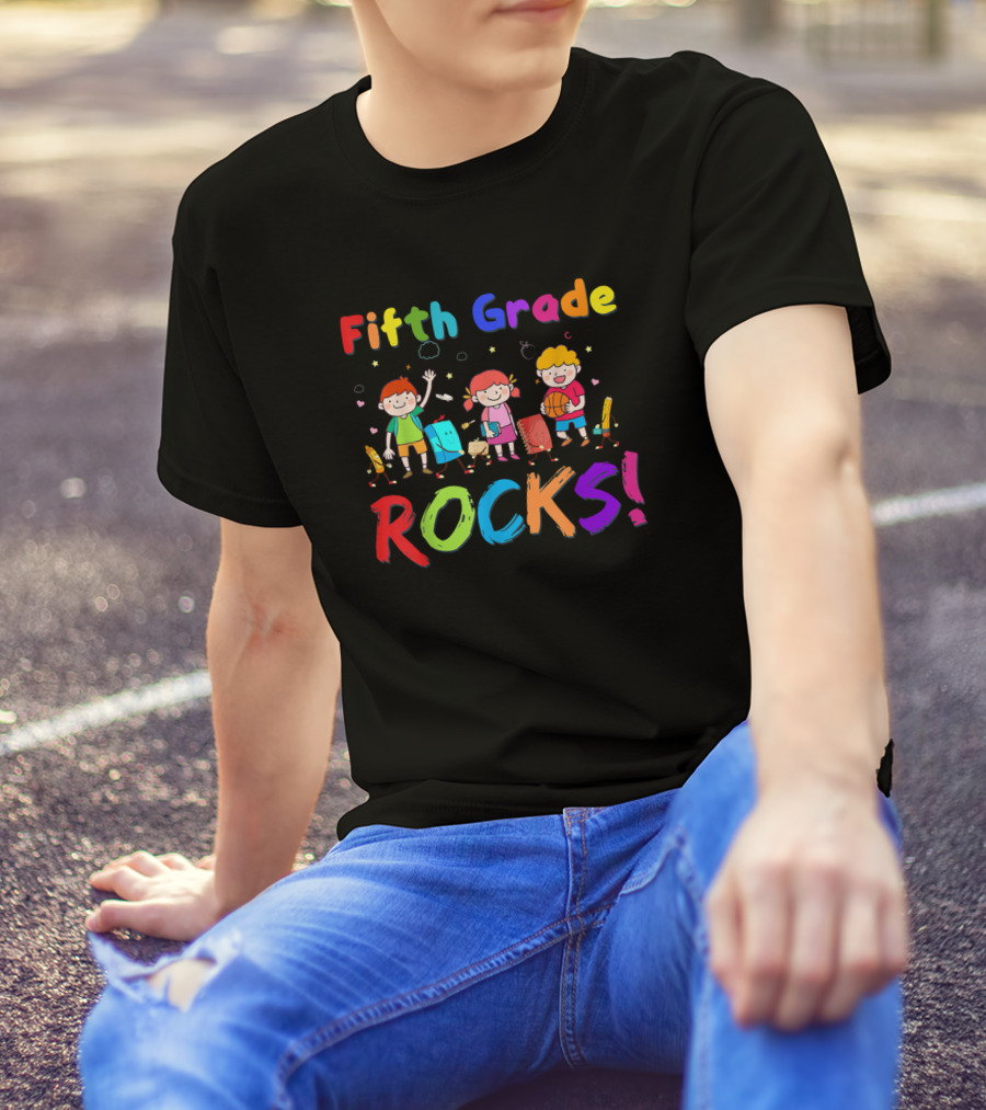Fifth Grade Rocks Back To School Teacher Kids Colorful Fun T-Shirt