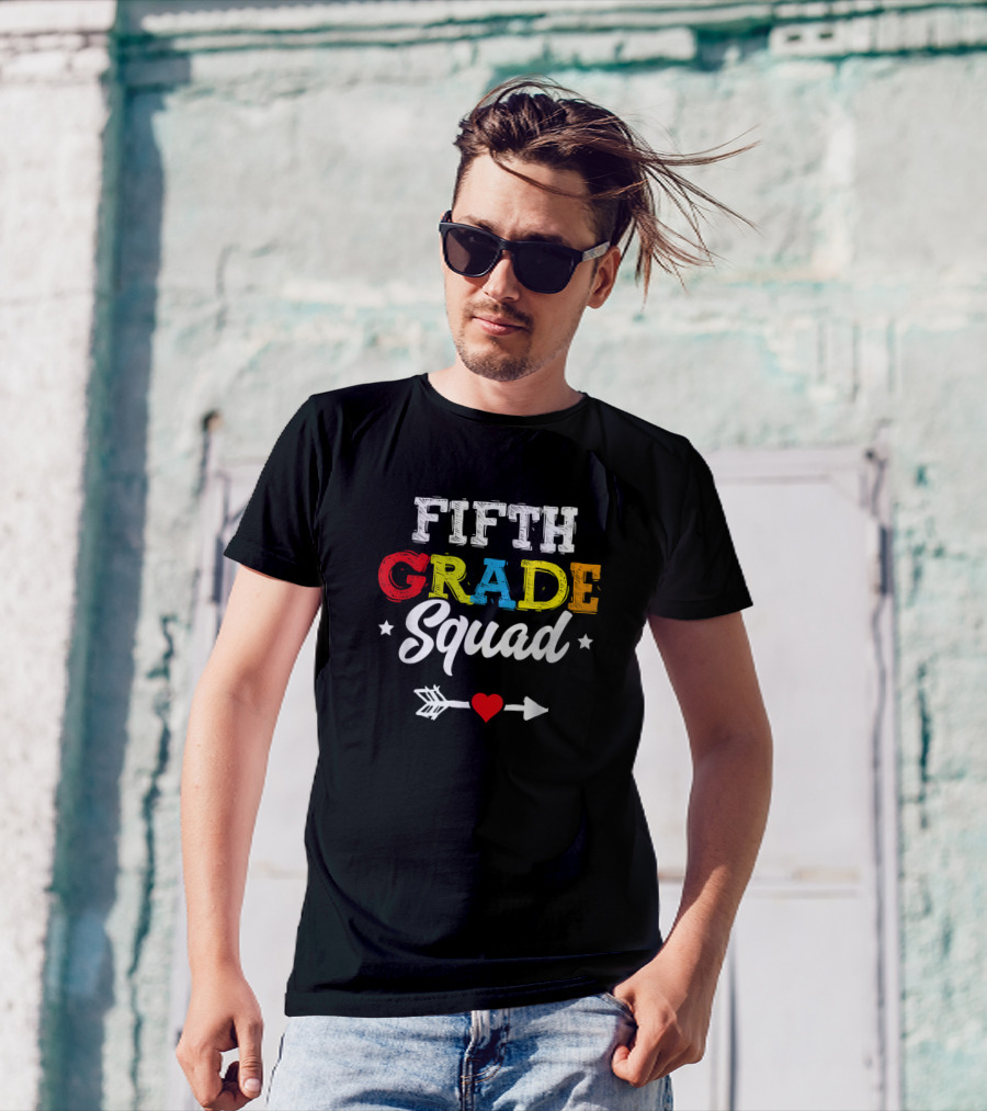Fifth Grade Squad Teacher Student Kids Back To School Arrow Heart Stars T-Shirt
