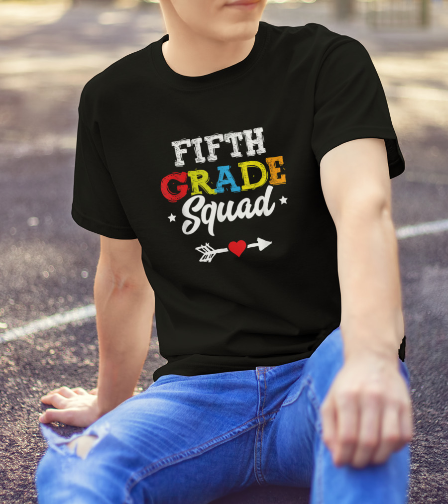 Fifth Grade Squad Teacher Student Kids Back To School Arrow Heart Stars T-Shirt