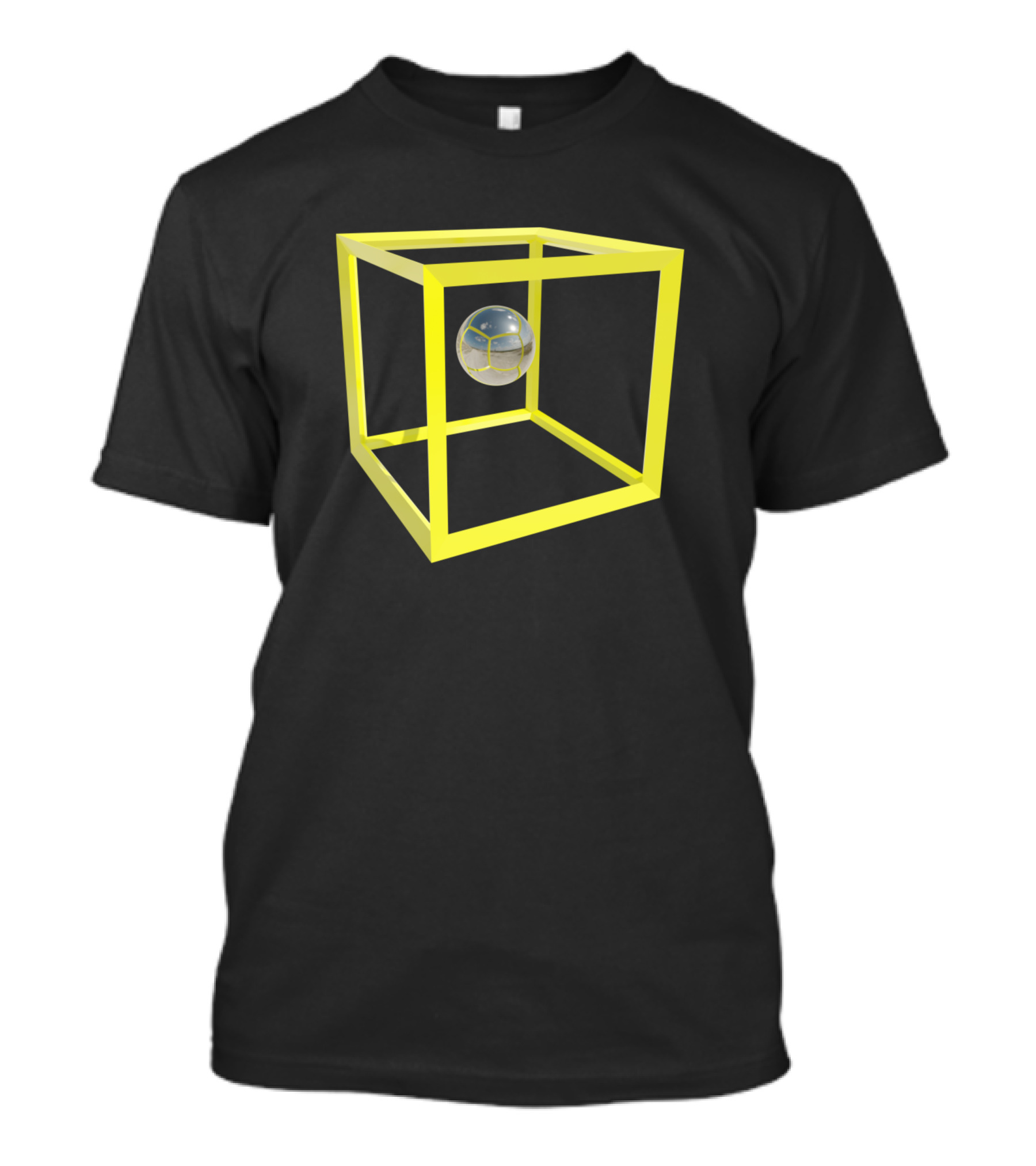Floating Sphere In Yellow Cube Structure T-Shirt