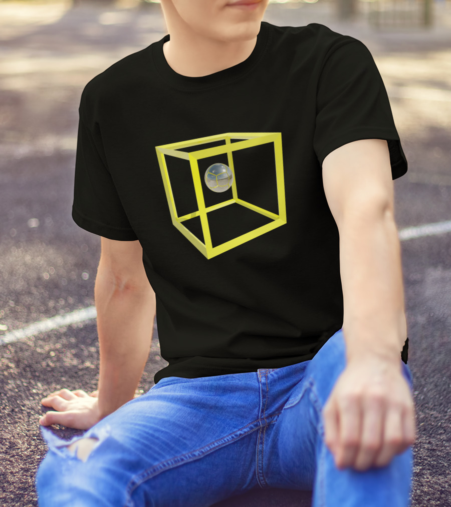 Floating Sphere In Yellow Cube Structure T-Shirt