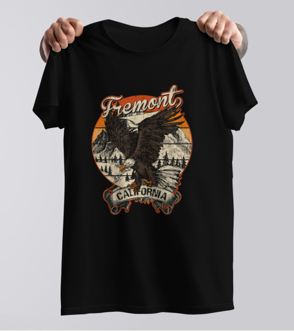 Fremont California Bald Eagle Retro Vintage Aesthetic Mountains T-Shirt