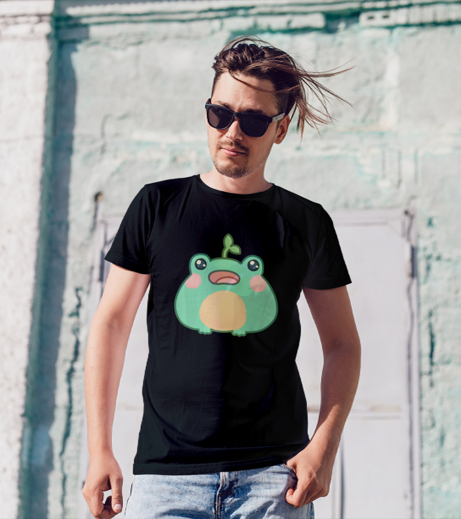 Froggy Friend Kawaii Plant Sprout T-Shirt