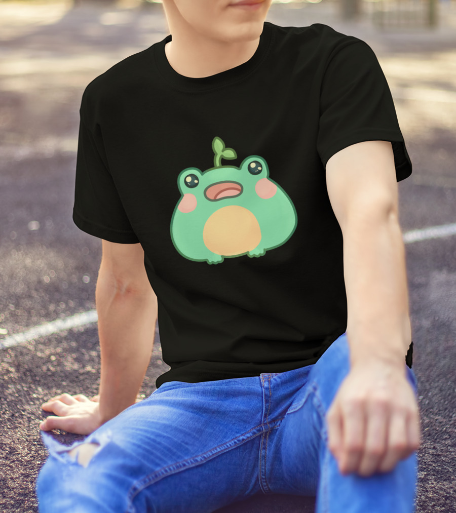 Froggy Friend Kawaii Plant Sprout T-Shirt