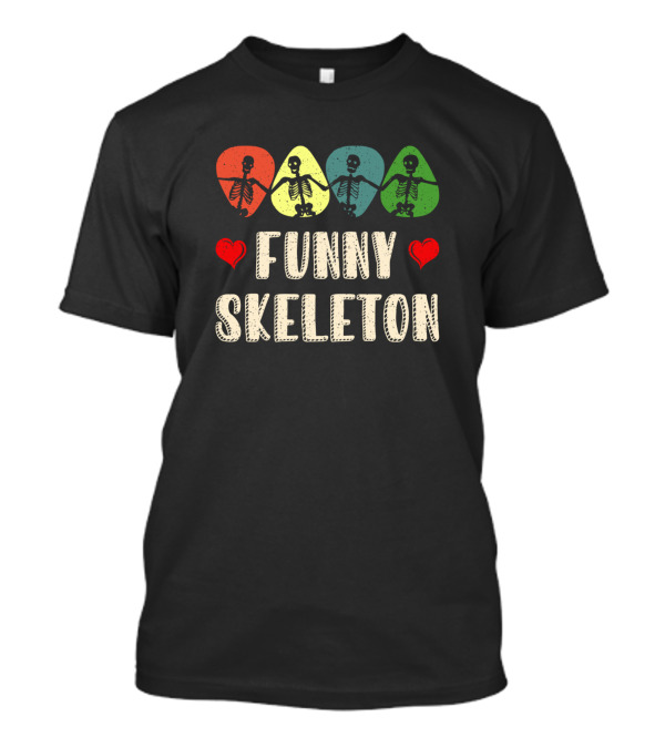 Funny Skeleton Colorful Hearts T-Shirt