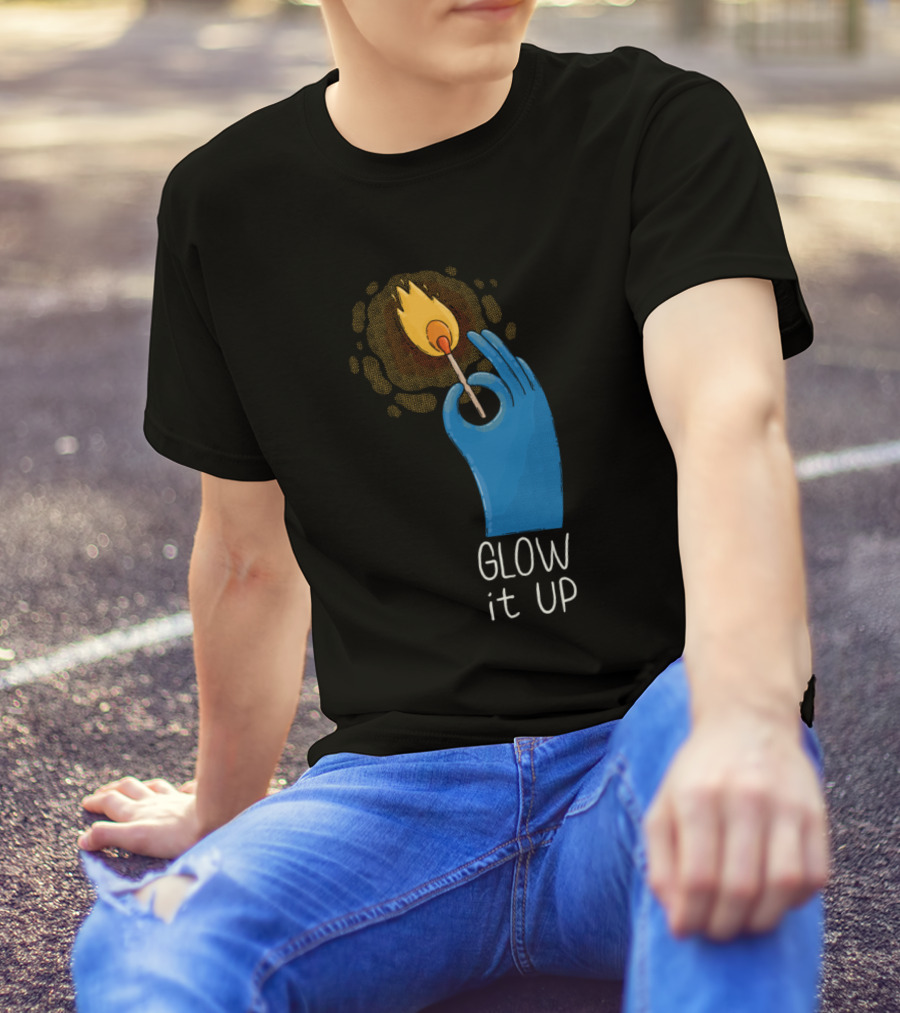 Glow It Up Matchstick In Blue Glove T-Shirt
