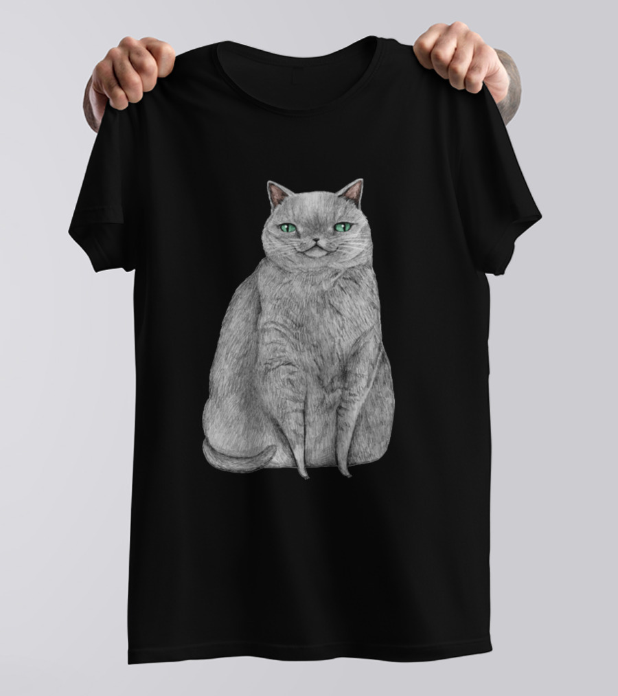 Grey Cat With Green Eyes T-Shirt