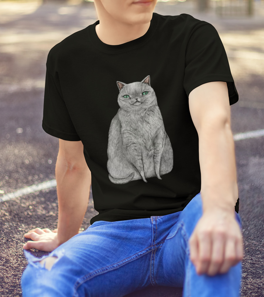 Grey Cat With Green Eyes T-Shirt