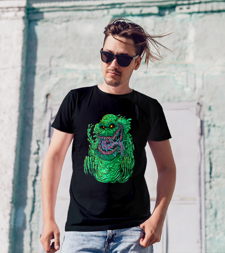 Gross Ghost Slimer Creature With Fish Grin T-Shirt