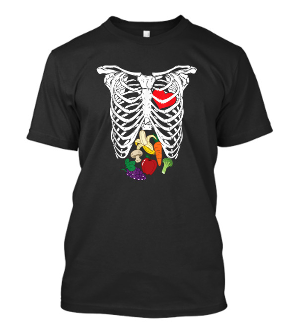 Halloween Skeleton Rib Cage Heart X Ray Vegetarian Fruits Vegetables T-Shirt