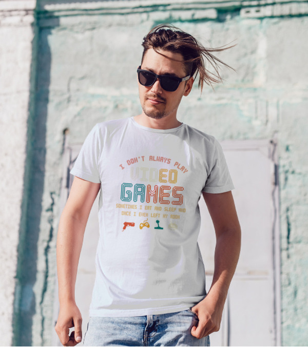I Don't Always Play Video Games Sometimes I Eat And Sleep Icons T-Shirt