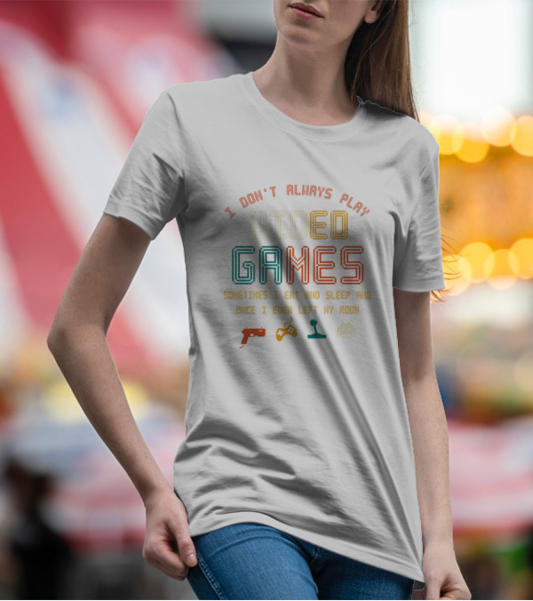 I Don't Always Play Video Games Sometimes I Eat And Sleep Icons T-Shirt