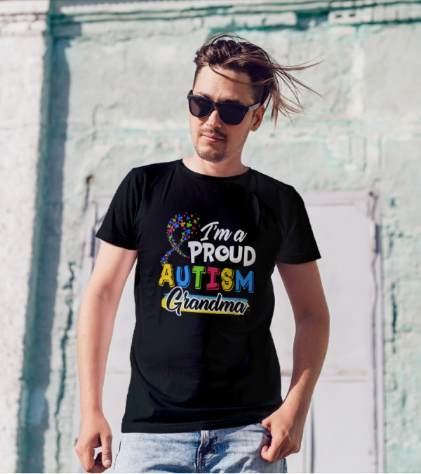 I'm A Proud Autism Grandma Autism Awareness Puzzle T-Shirt