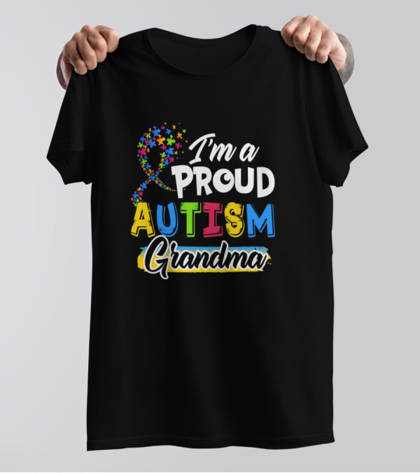 I'm A Proud Autism Grandma Autism Awareness Puzzle T-Shirt
