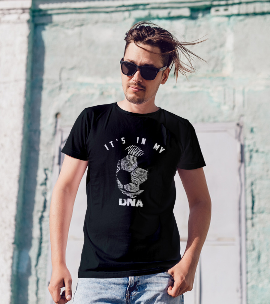 It's In My DNA Cute Football Players Item Soccer Ball Fingerprint T-Shirt