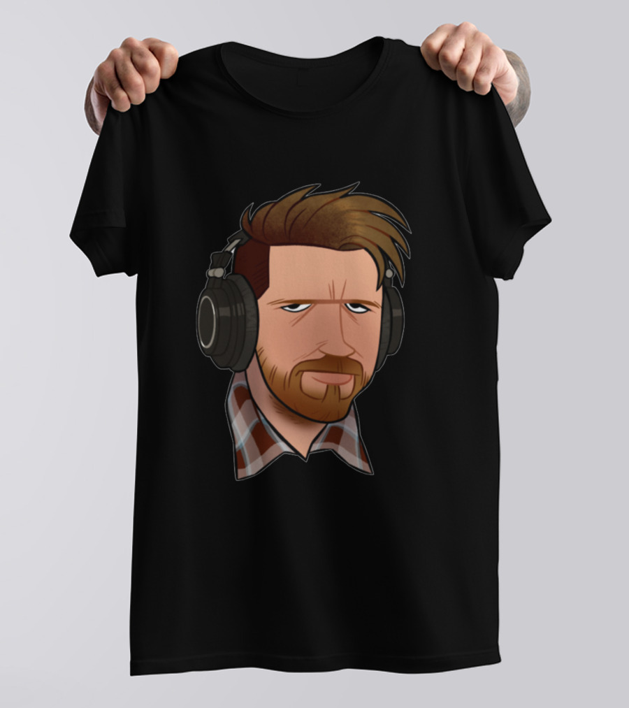 John Wolfe Cartoon Headphones Plaid T-Shirt