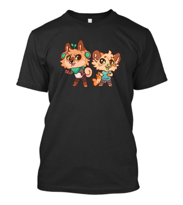 Leeoh And Ella Cute Cartoon Characters With Headphones And Scarf T-Shirt