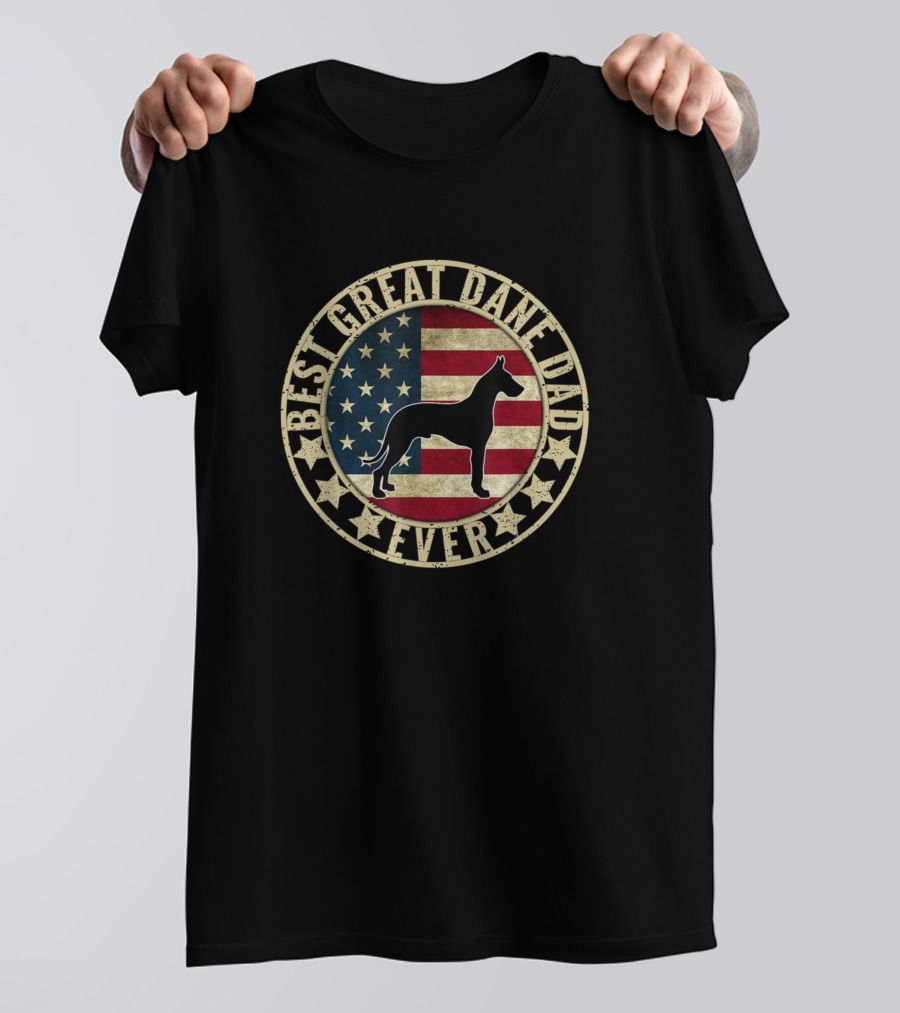 Best Great Dane Dad Ever Patriotic American Flag T-Shirt