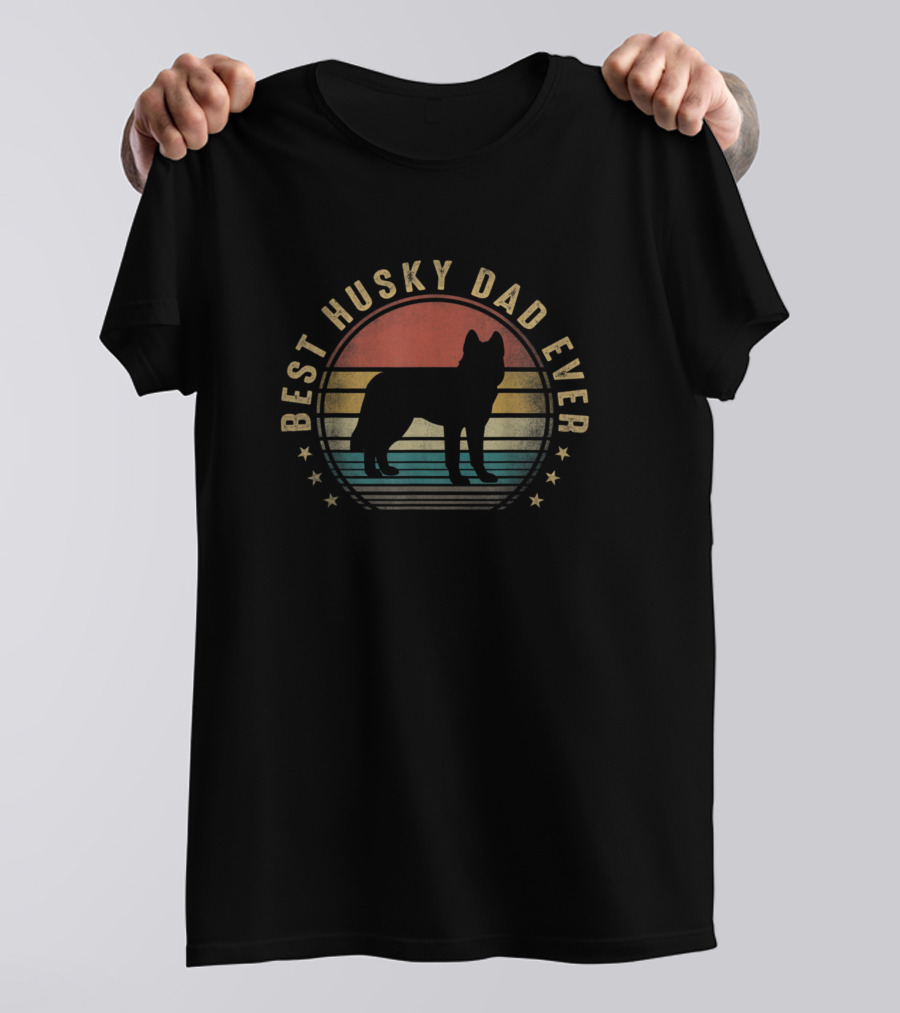Best Husky Dad Ever Vintage Retro T-Shirt
