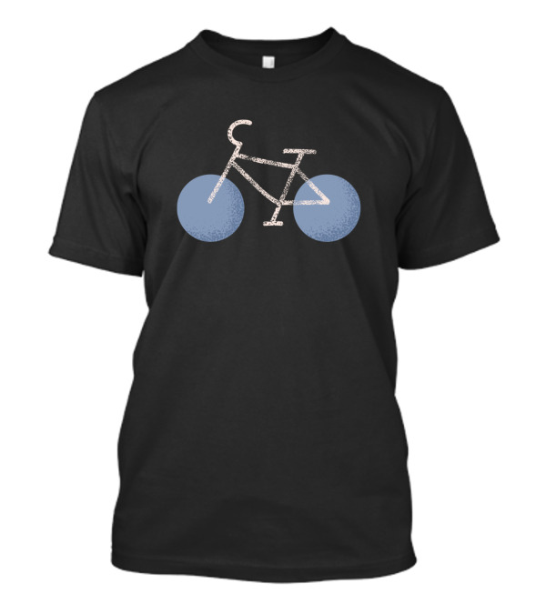 Minimalist Bicycle Outline With Blue Wheels T-Shirt