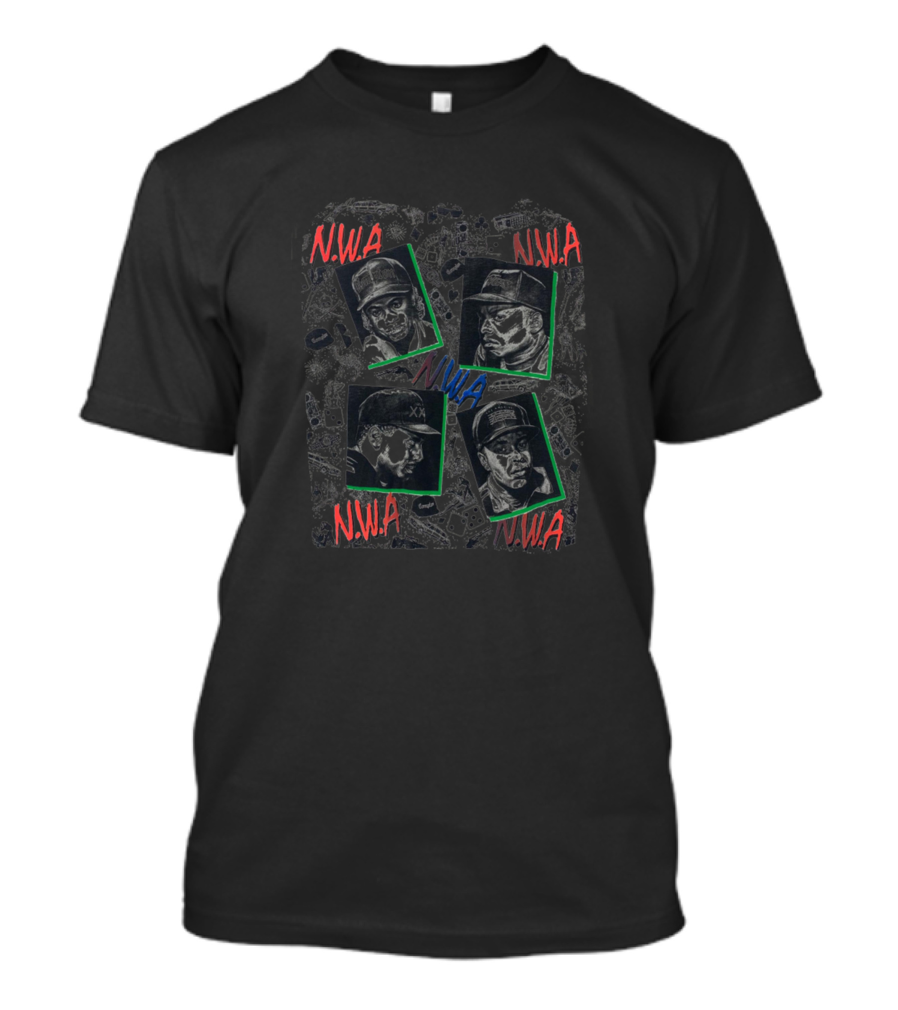 NWA Hip Hop Group Members Portraits Collage T-Shirt