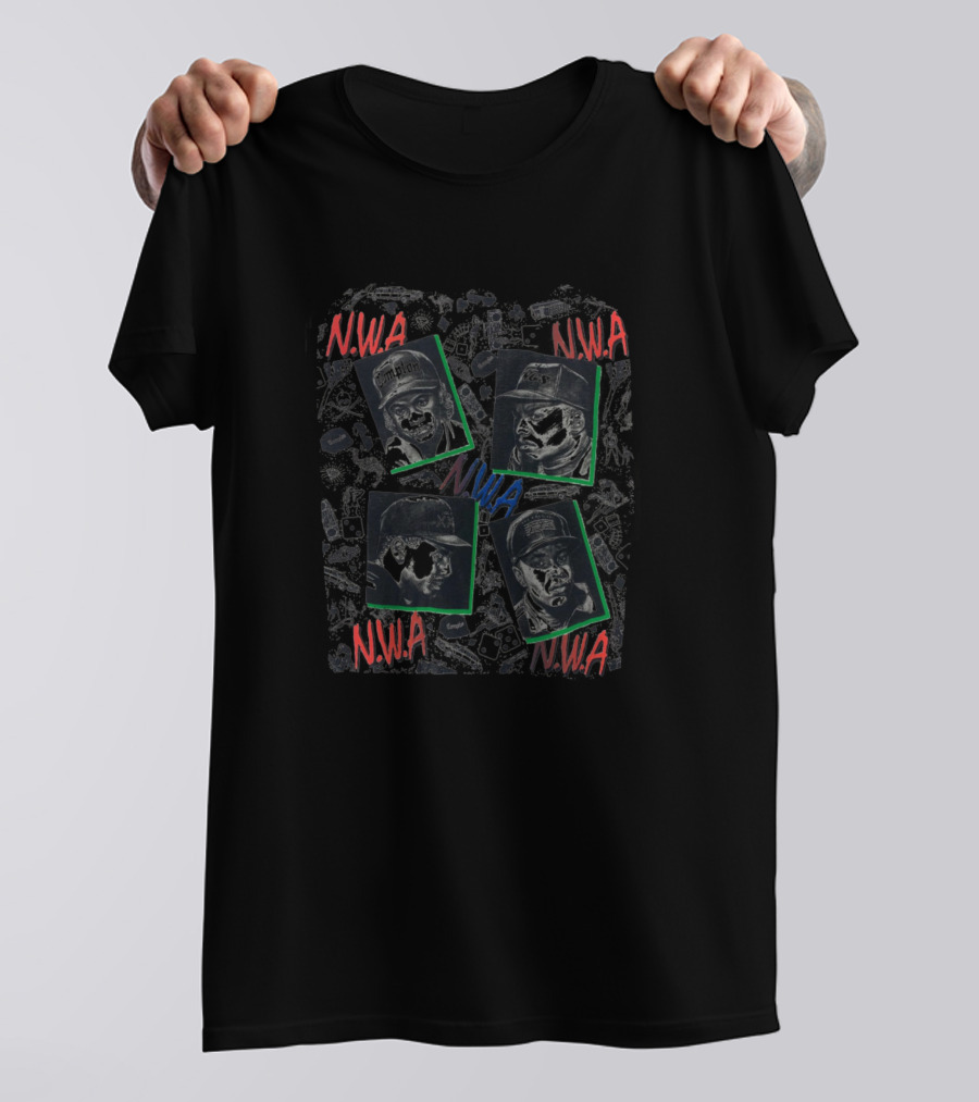 NWA Hip Hop Group Members Portraits Collage T-Shirt