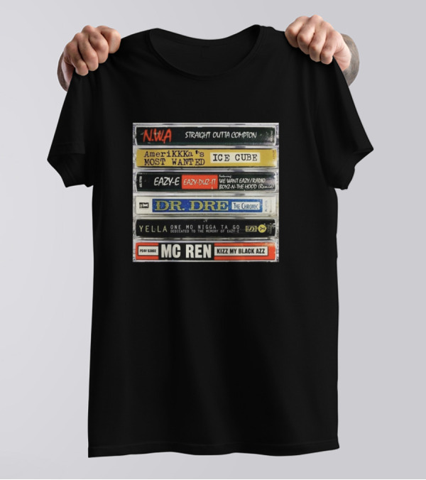 NWA Straight Outta Compton Ice Cube Dr. Dre The Chronic Eazy-E Yella MC Ren Cassette Tapes T-Shirt