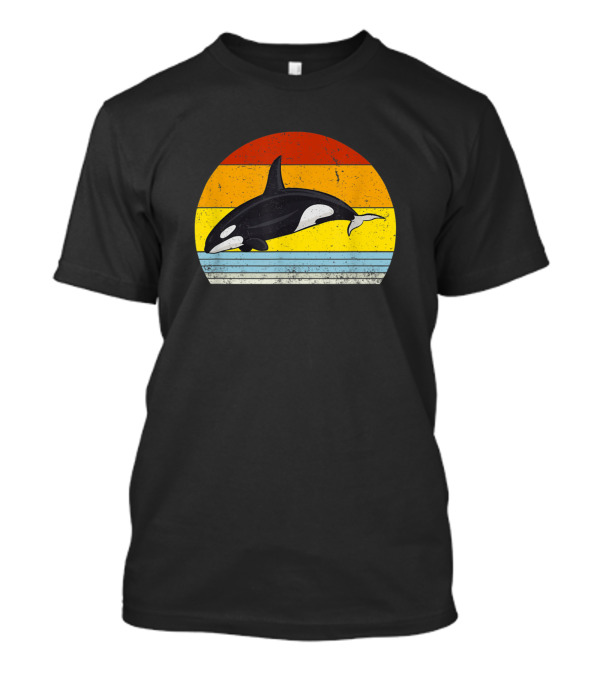 Orca Family Killer Whale Vintage Retro Sunset T-Shirt