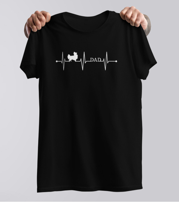 Papillon Dog Dad Heartbeat EKG Fun Pet Lover T-Shirt