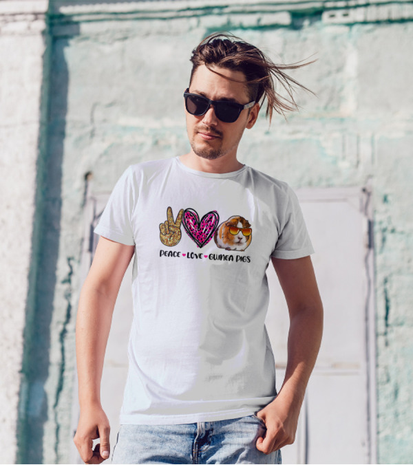 Peace Love Guinea Pigs Sunglasses Cool T-Shirt