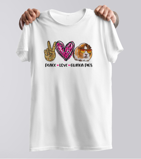 Peace Love Guinea Pigs Sunglasses Cool T-Shirt