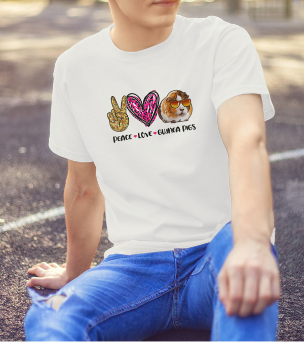 Peace Love Guinea Pigs Sunglasses Cool T-Shirt