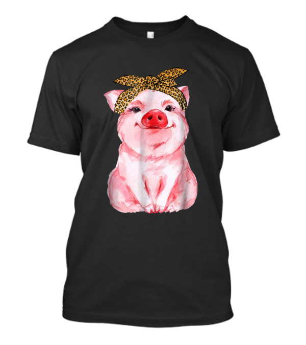 Pig Bandana Cute For Girl And Women With Leopard Print Headband T-Shirt